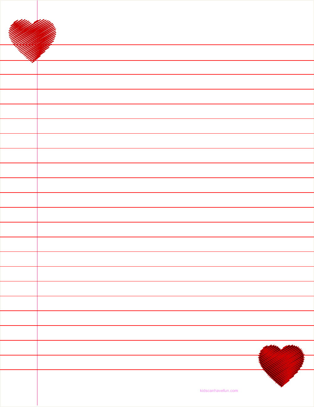Pink Stationery Happy Valentine&amp;#039;S Day Letterhead Paper 48 Pcs Red inside Valentine Lined Paper Printable