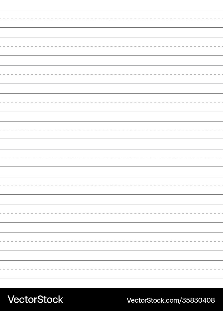 Preschool Dotted Lined Writing Paper For Abc 123 Vector Image inside Dotted Line Paper For Kindergarten Printable