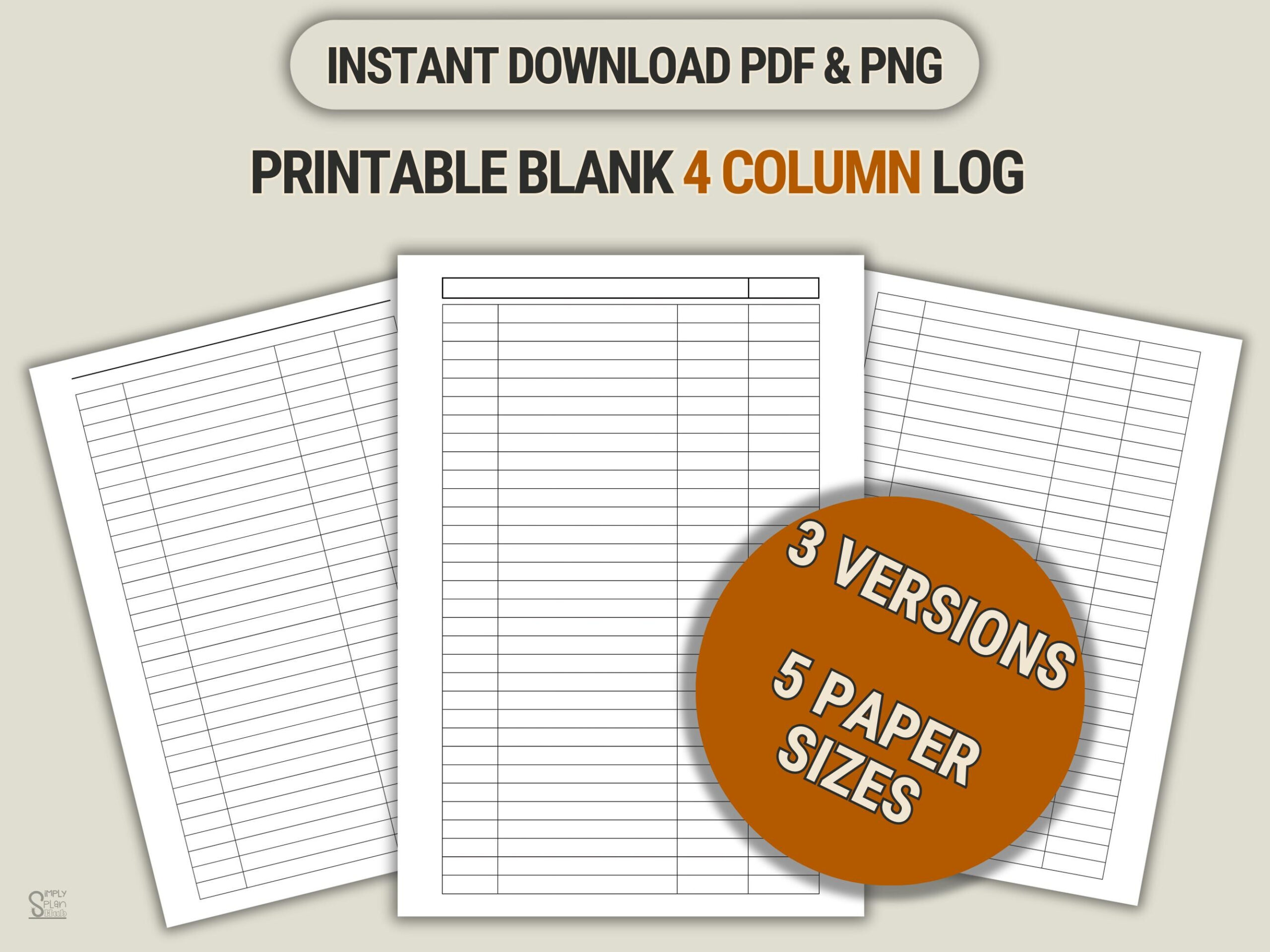 Printable 4 Column Log Sheet Multipurpose Tracker Template regarding Free Printable Four-Column Lined Paper