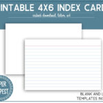 Printable 4X6 Index Cards, Printable Lined Index Cards, Unruled Within 4X6 Lined Paper Printable Template