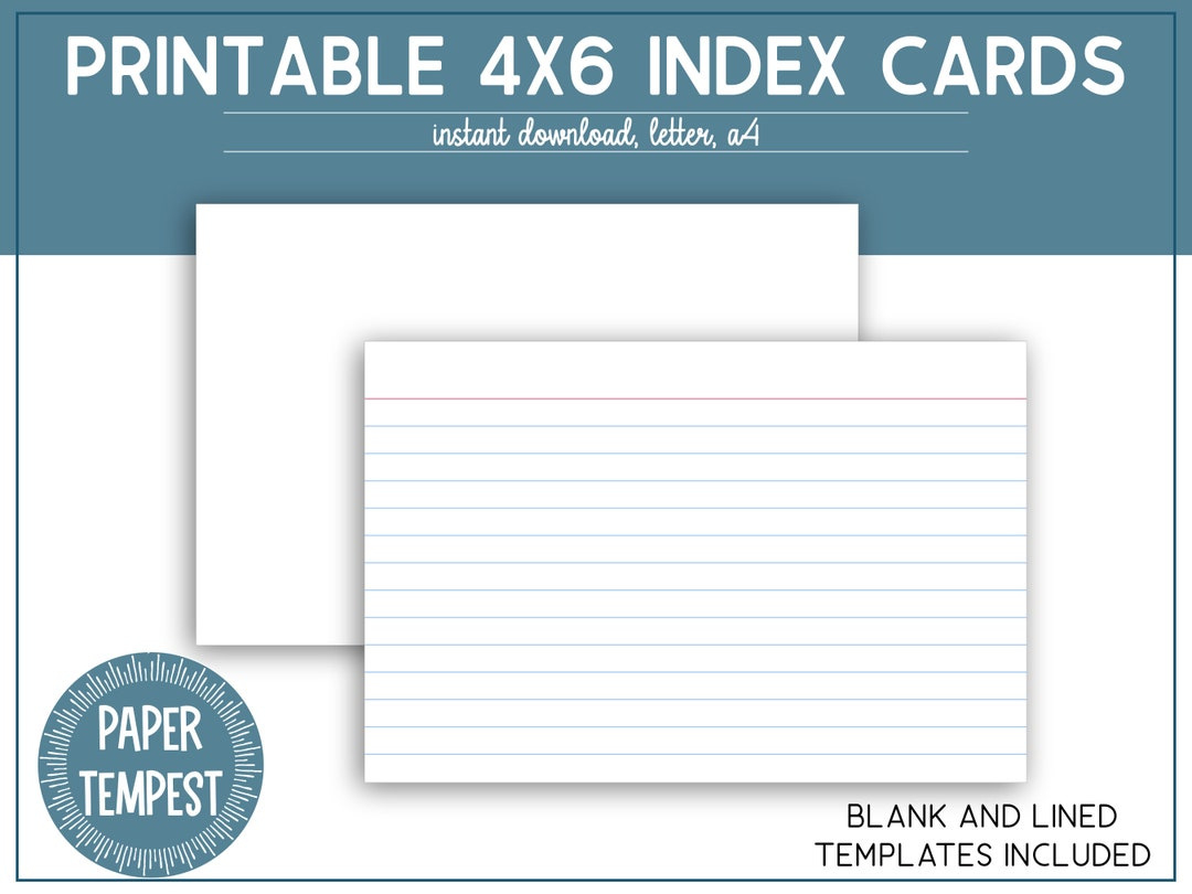 Printable 4X6 Index Cards, Printable Lined Index Cards, Unruled within 4X6 Lined Paper Printable Template