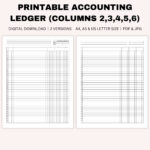 Printable Blank Accounting Ledger, Money Ledger, Bookkeeping In 2 Column Ledger Paper Printable