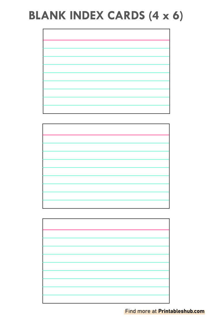 Printable Blank Index Cards Template Pdf within 4x6 Lined Paper Printable Template