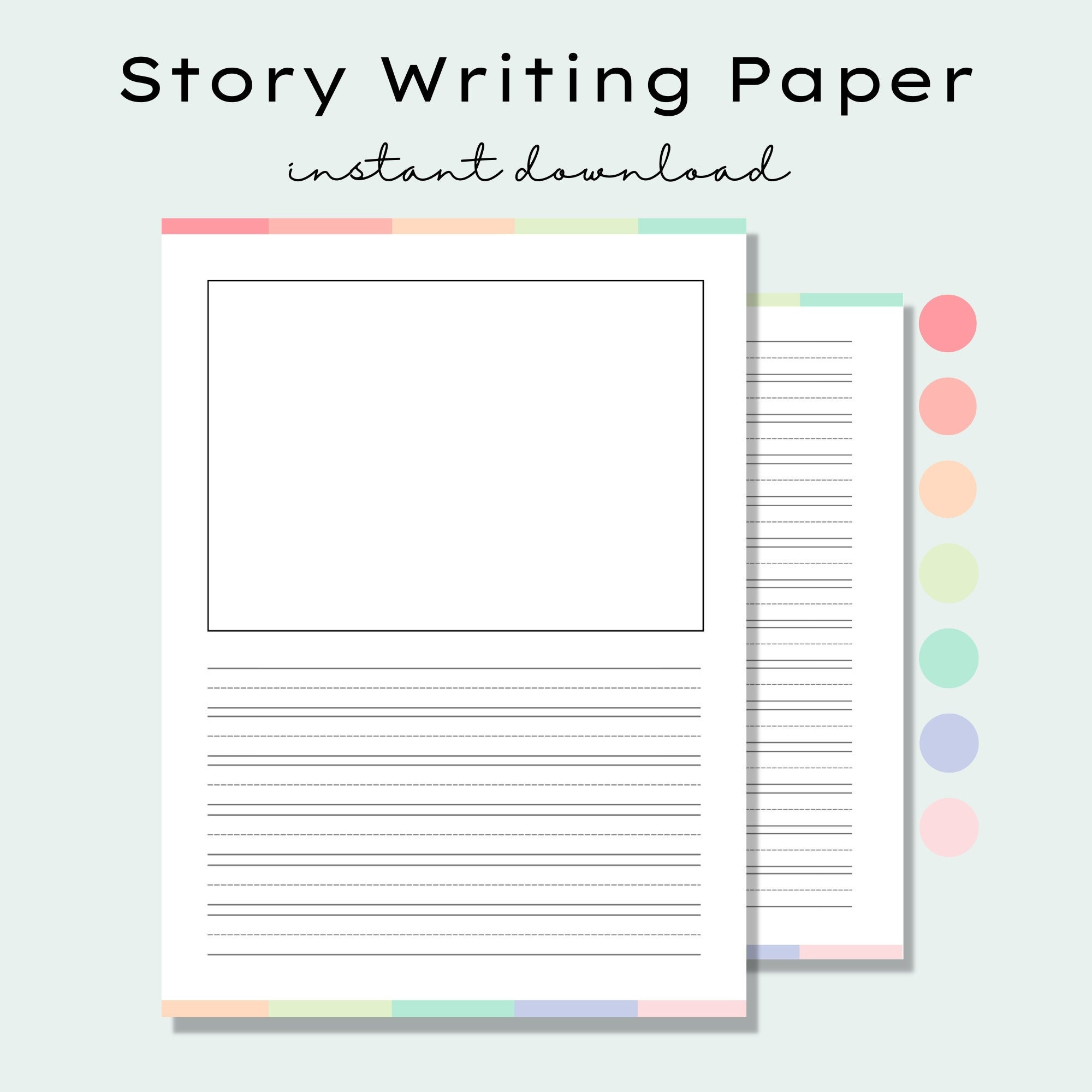 Printable Kids Story Paper, Write &amp;amp; Draw Journal Page, Story with regard to Printable Lined Story Writing Paper