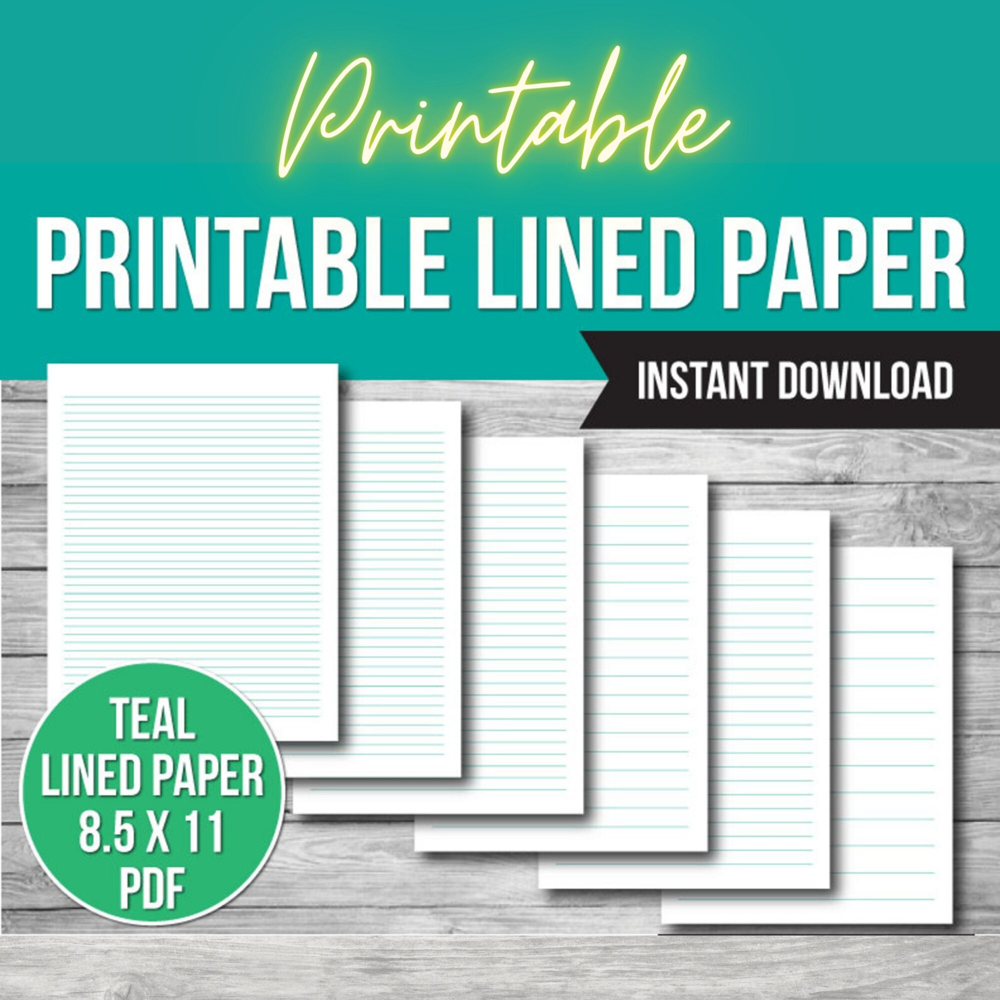 Printable Lined Paper Bundle, Wide Rule College Rule, Notebook throughout Teal Lined Paper Printable