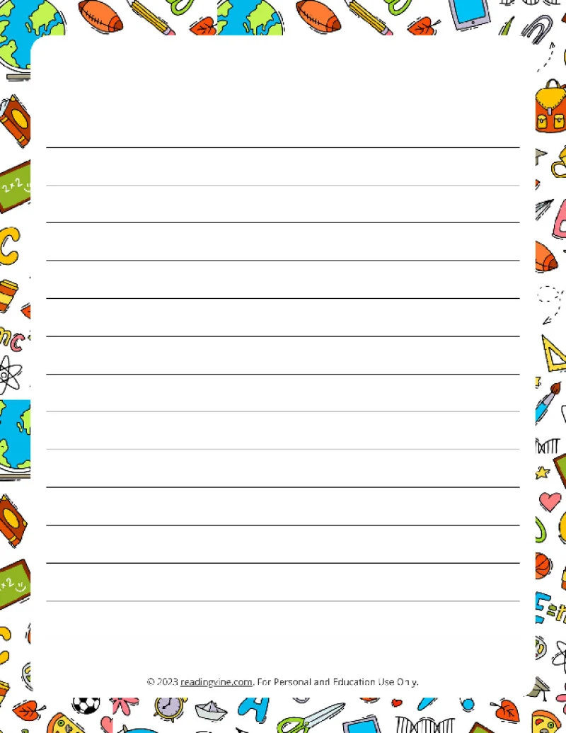 Printable Lined Paper - Over 100 Writing Paper Designs within Printable Lined Paper with Border Free