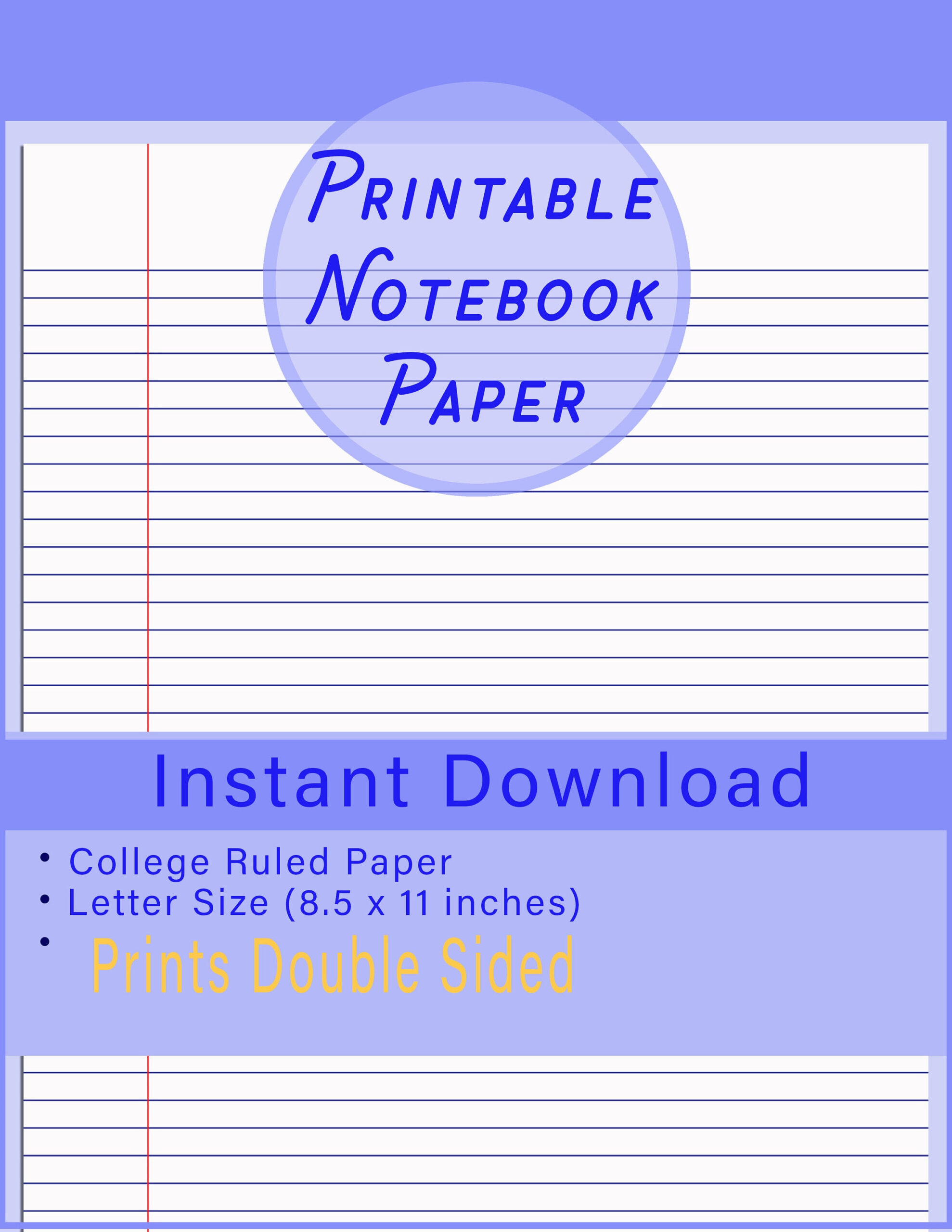 Printable Lined Paper Printable Double-Sided Lined Paper Printable Blue Ruled Paper Printable Handwriting Paper Printable School Paper for Free Printable Double-Sided Paper