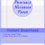 Printable Lined Paper Printable Double Sided Lined Paper Printable Blue  Ruled Paper Printable Handwriting Paper Printable School Paper Throughout Printable Double Sided Paper