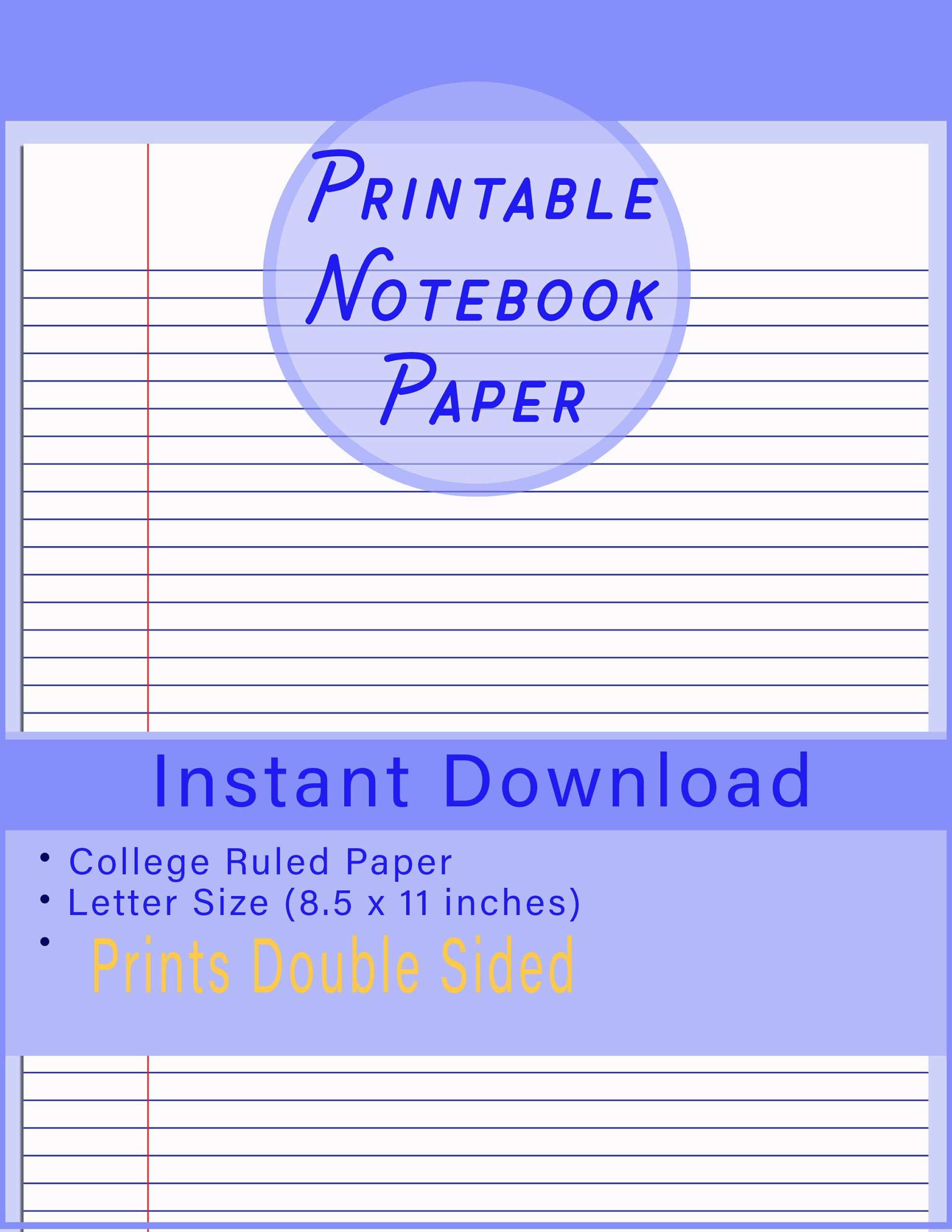 Printable Lined Paper Printable Double-Sided Lined Paper Printable Blue Ruled Paper Printable Handwriting Paper Printable School Paper throughout Printable Double-Sided Paper