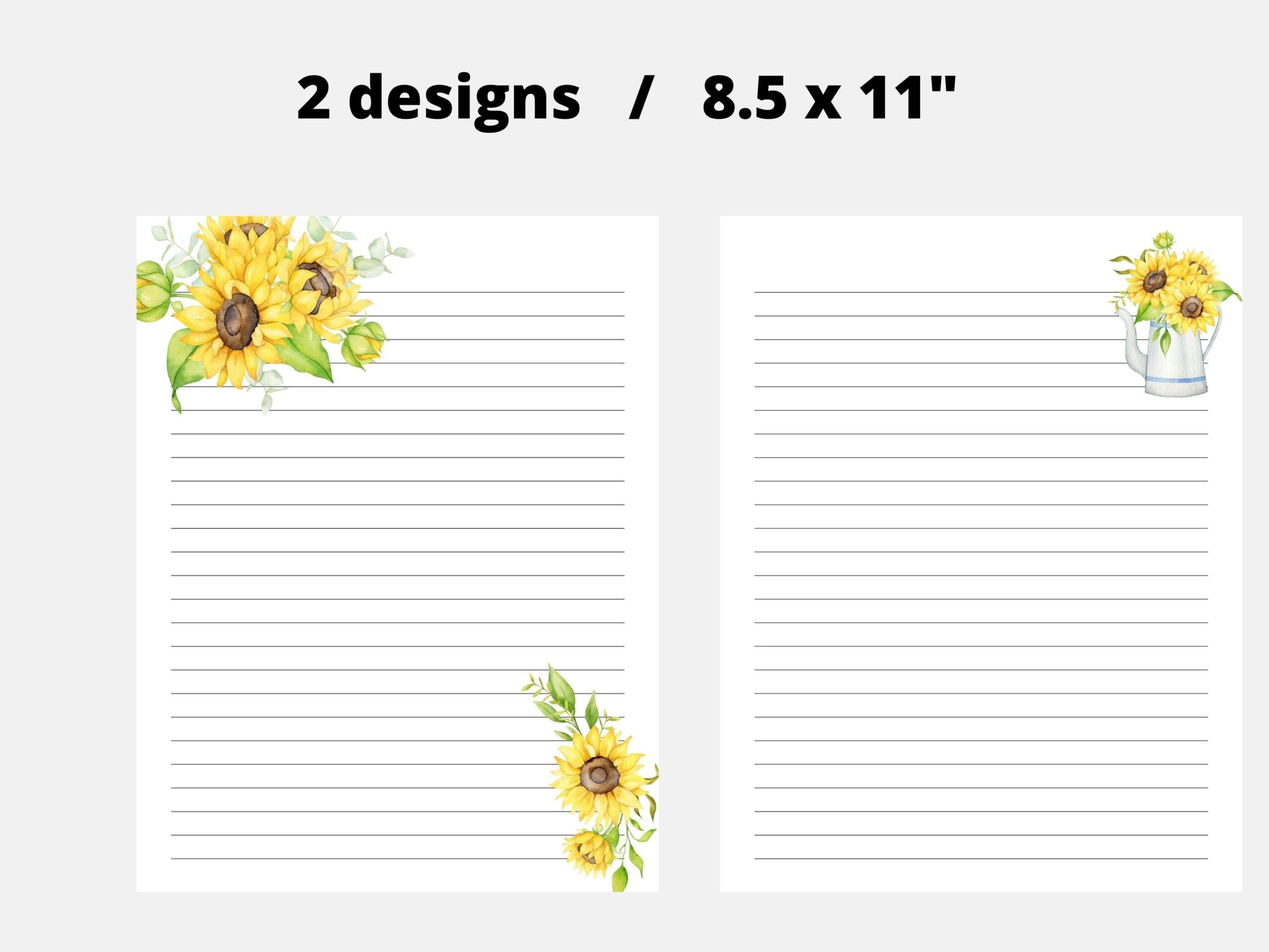 Printable Sunflower Letter Writing Paper, Floral Printable within Sunflower Lined Paper Printable