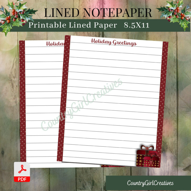Holiday Lined Paper Printable