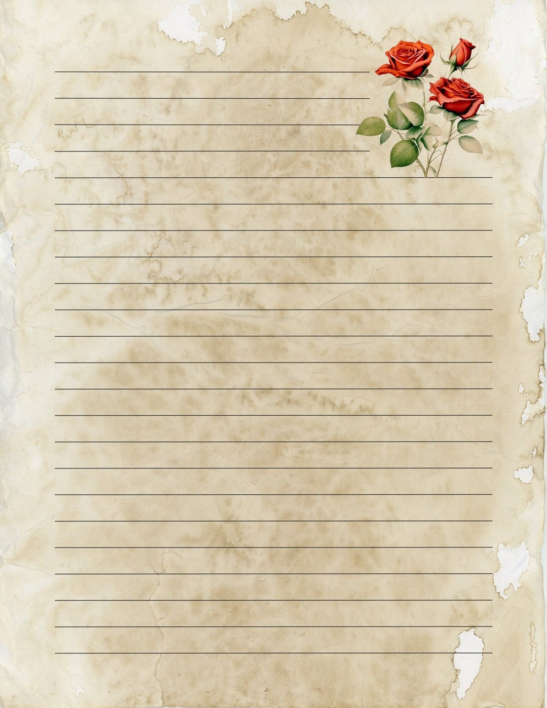 Printable Writing Paper, Vintage, 10 Lined Sheets, Printable pertaining to Printable Vintage Lined Paper