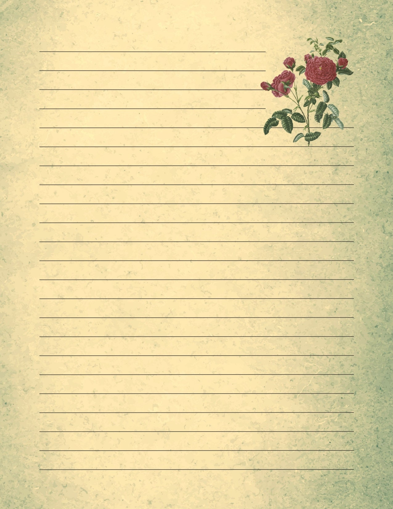 Printable Writing Paper, Vintage, 10 Lined Sheets, Printable throughout Printable Vintage Lined Paper