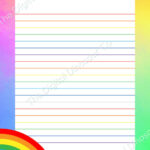 Rainbow Writing Paper, Lined Paper, Colourful Note Paper, Rainbow Within Free Printable Rainbow Lined Paper