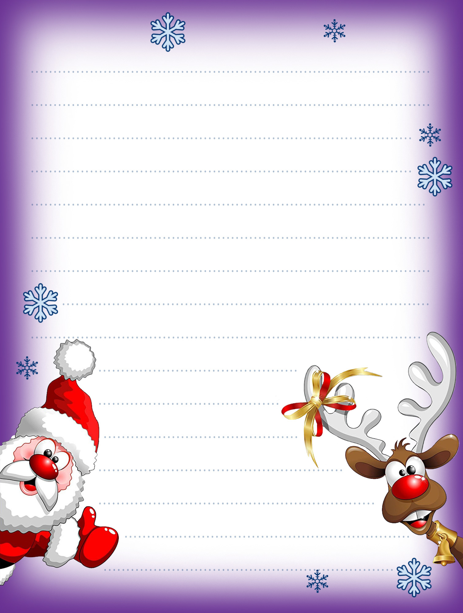 Santa And Rudolf Lined Christmas Notepaper | Rooftop Post regarding Printable Lined Christmas Writing Paper