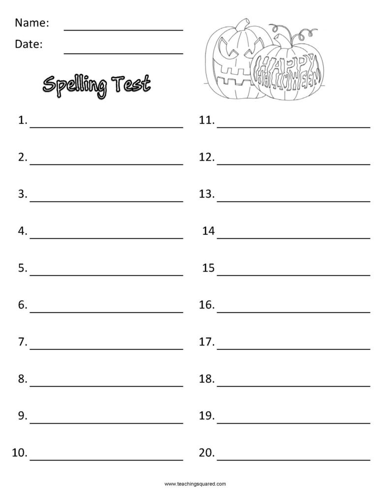 Spelling Test Paper - Teaching Squared throughout Free Printable Lined Spelling Test Paper