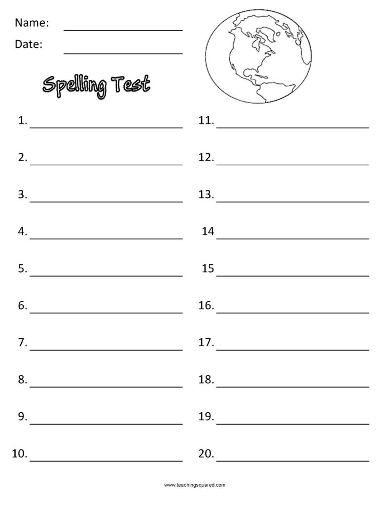 Spelling Test Paper - Teaching Squared throughout Free Printable Lined Spelling Test Paper