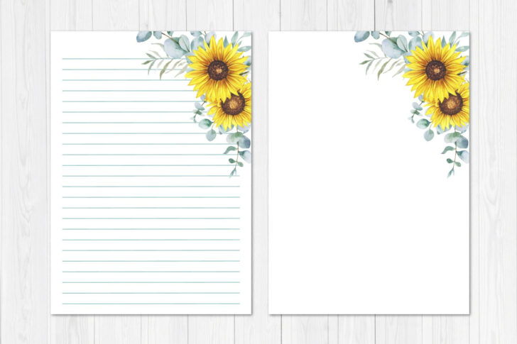 Sunflower Lined Paper Printable