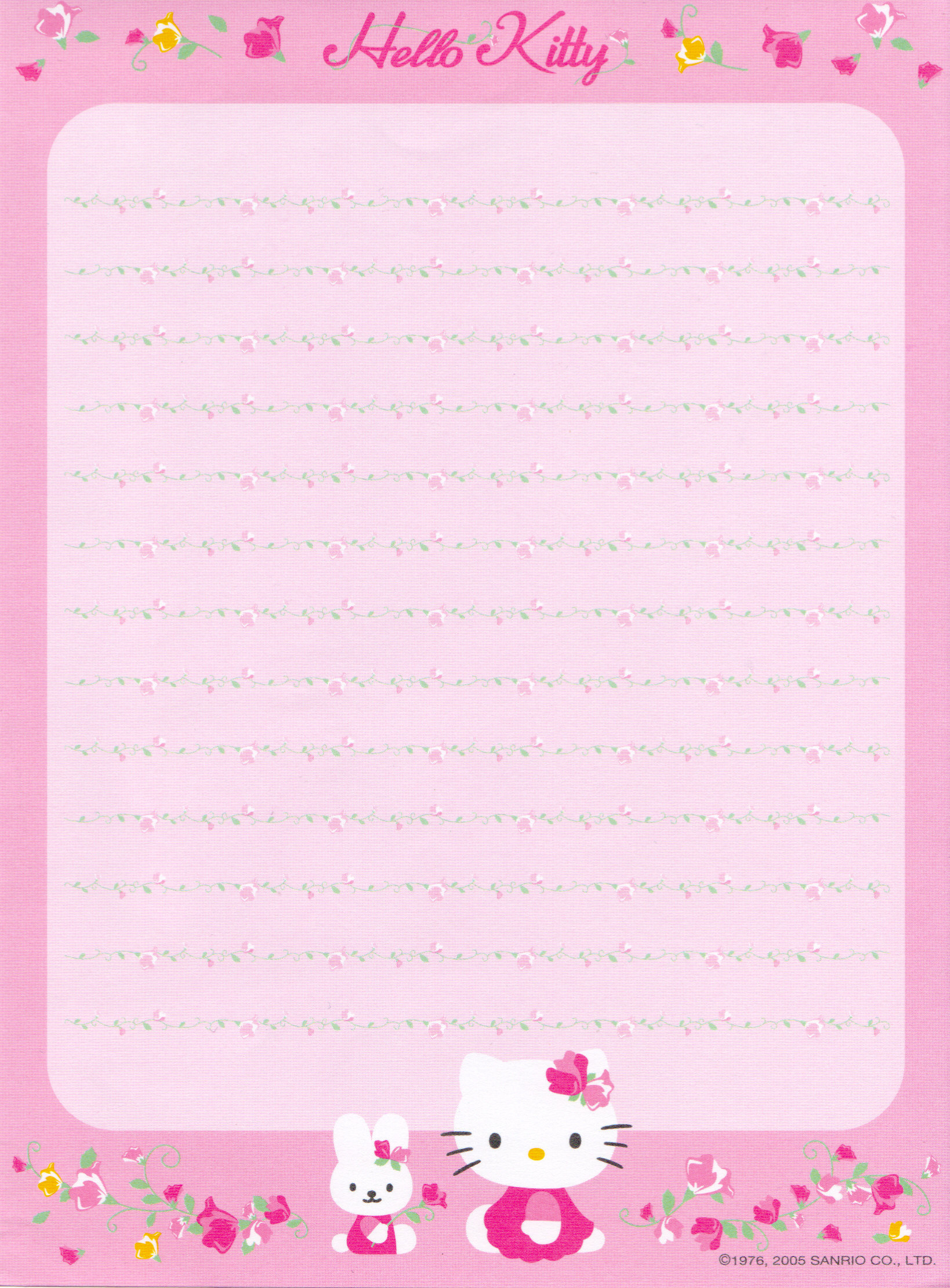 Writing Paper | Cute Kawaii Resources throughout Hello Kitty Lined Paper Printable