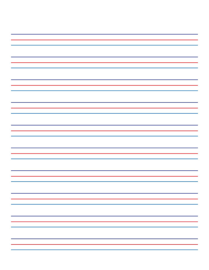 Red and Blue Lined Handwriting Paper Printable Free
