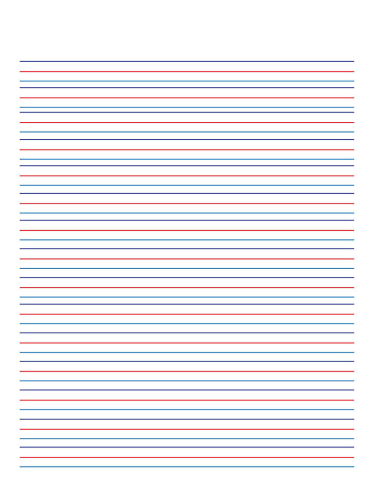 Red and Blue Lined Handwriting Paper Printable For Kindergarten
